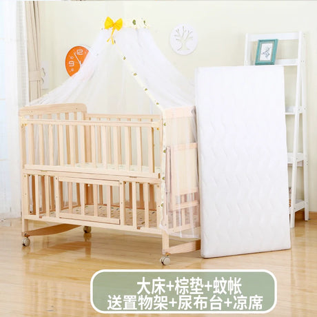 Zhitong Crib Solid Wood Paint-Free Multifunctional Bassinet Babies' Bed Newborn BB Bed Children's Bed with Mosquito Net Shaker