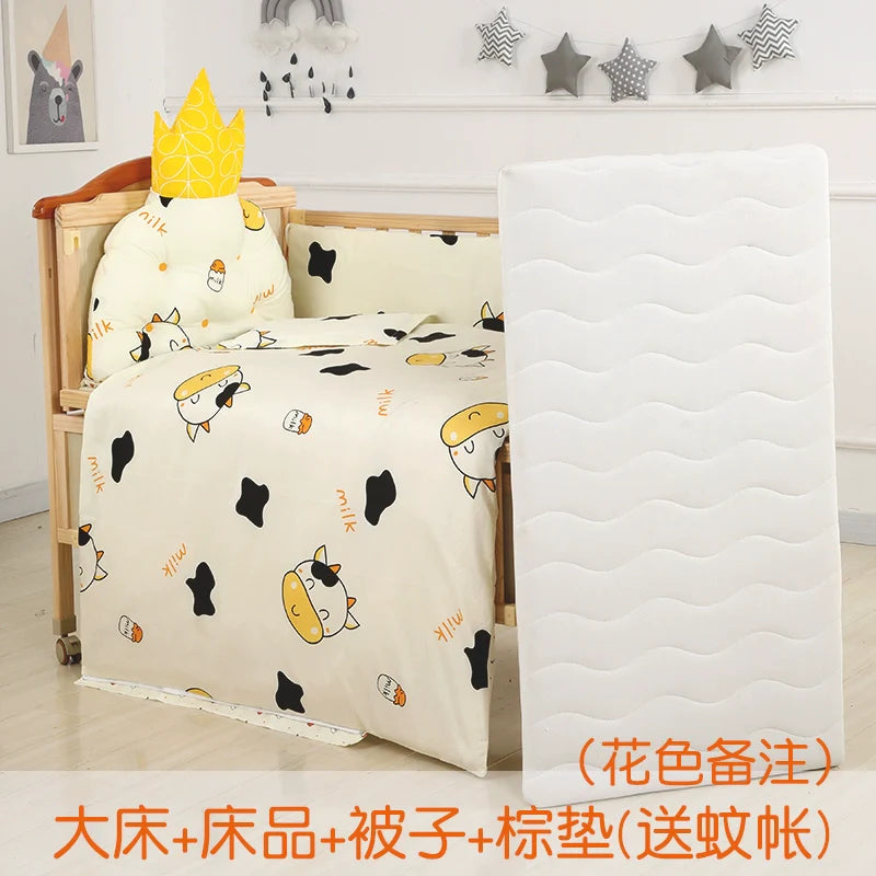 Baby Crib Electric Bassinet Solid Wood Paint-Free Automatic Shaking Babies' Bed Multi-Functional Newborn Children's Bed Patchwork Large Bed