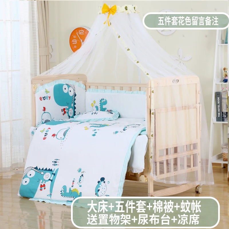 Zhitong Crib Solid Wood Paint-Free Multifunctional Bassinet Babies' Bed Newborn BB Bed Children's Bed with Mosquito Net Shaker