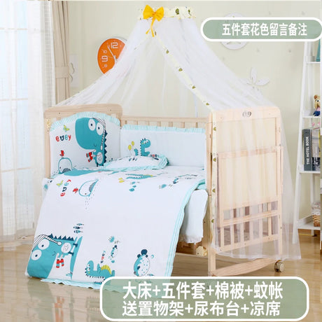 Zhitong Crib Solid Wood Paint-Free Multifunctional Bassinet Babies' Bed Newborn BB Bed Children's Bed with Mosquito Net Shaker