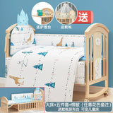 Mu Tongfang Crib Patchwork Large Bed European Mobile Newborn BB Children's Bed Solid Wood Multifunctional Bassinet