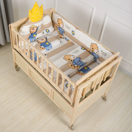 Baby Crib Electric Cradle Bed Patchwork Big Bed Side Bed Movable Solid Wood Newborn Automatic Intelligent Baby BB Bed