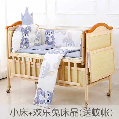 Baby Crib Electric Bassinet Solid Wood Paint-Free Automatic Shaking Babies' Bed Multi-Functional Newborn Children's Bed Patchwork Large Bed