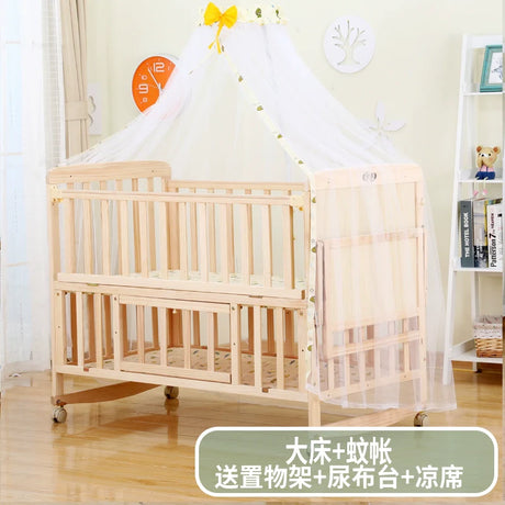 Zhitong Crib Solid Wood Paint-Free Multifunctional Bassinet Babies' Bed Newborn BB Bed Children's Bed with Mosquito Net Shaker