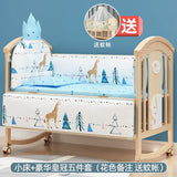 Mu Tongfang Crib Patchwork Large Bed European Mobile Newborn BB Children's Bed Solid Wood Multifunctional Bassinet