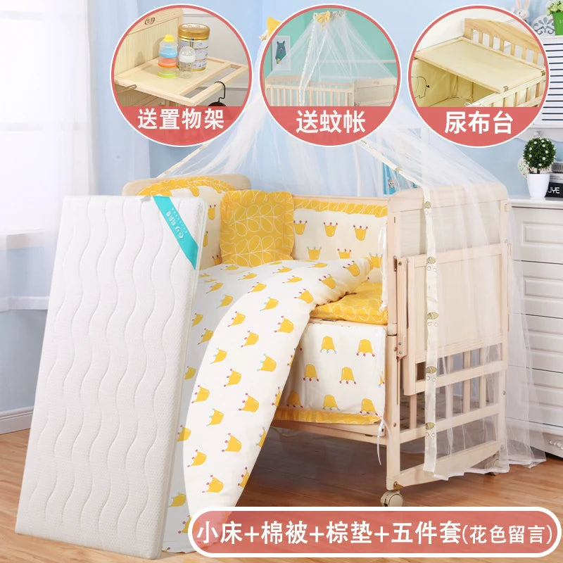 Zhitong Crib Solid Wood Paint-Free Multifunctional Bassinet Babies' Bed Newborn BB Bed Children's Bed with Mosquito Net Shaker