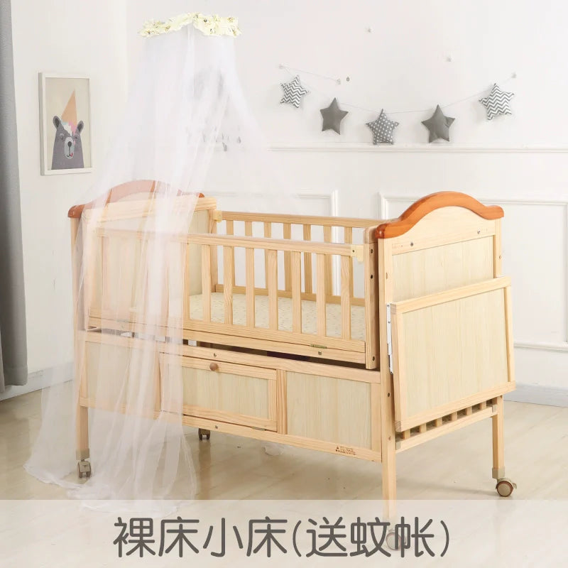 Baby Crib Electric Bassinet Solid Wood Paint-Free Automatic Shaking Babies' Bed Multi-Functional Newborn Children's Bed Patchwork Large Bed