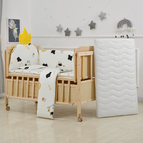 Baby Crib Electric Cradle Bed Patchwork Big Bed Side Bed Movable Solid Wood Newborn Automatic Intelligent Baby BB Bed