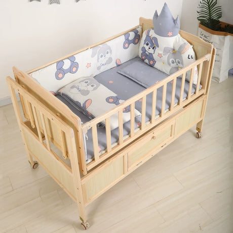 Baby Crib Electric Cradle Bed Patchwork Big Bed Side Bed Movable Solid Wood Newborn Automatic Intelligent Baby BB Bed