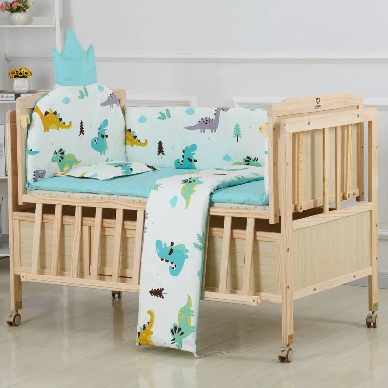 Baby Crib Electric Cradle Bed Patchwork Big Bed Side Bed Movable Solid Wood Newborn Automatic Intelligent Baby BB Bed