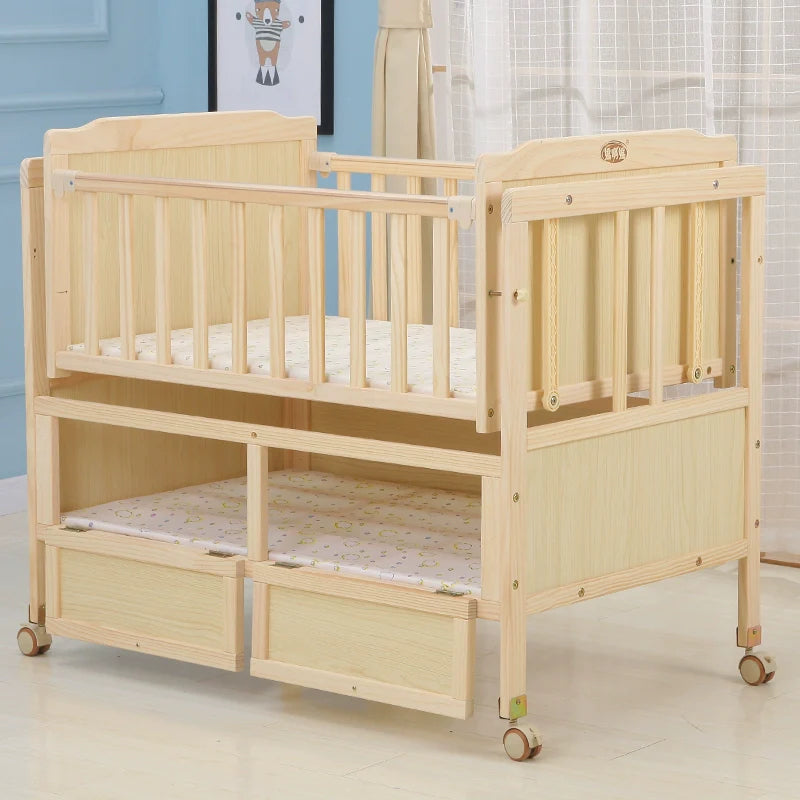 Baby Crib Electric Cradle Bed Patchwork Big Bed Side Bed Movable Solid Wood Newborn Automatic Intelligent Baby BB Bed