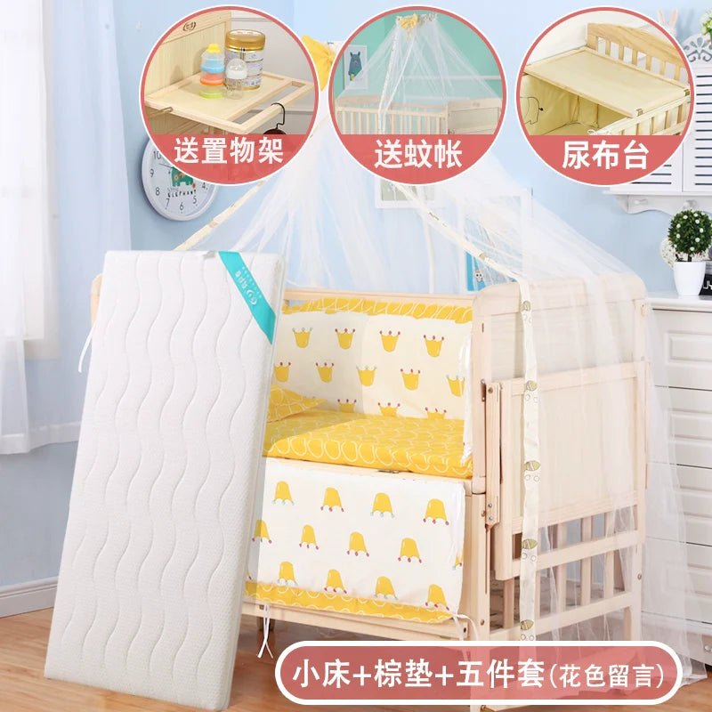 Zhitong Crib Solid Wood Paint-Free Multifunctional Bassinet Babies' Bed Newborn BB Bed Children's Bed with Mosquito Net Shaker