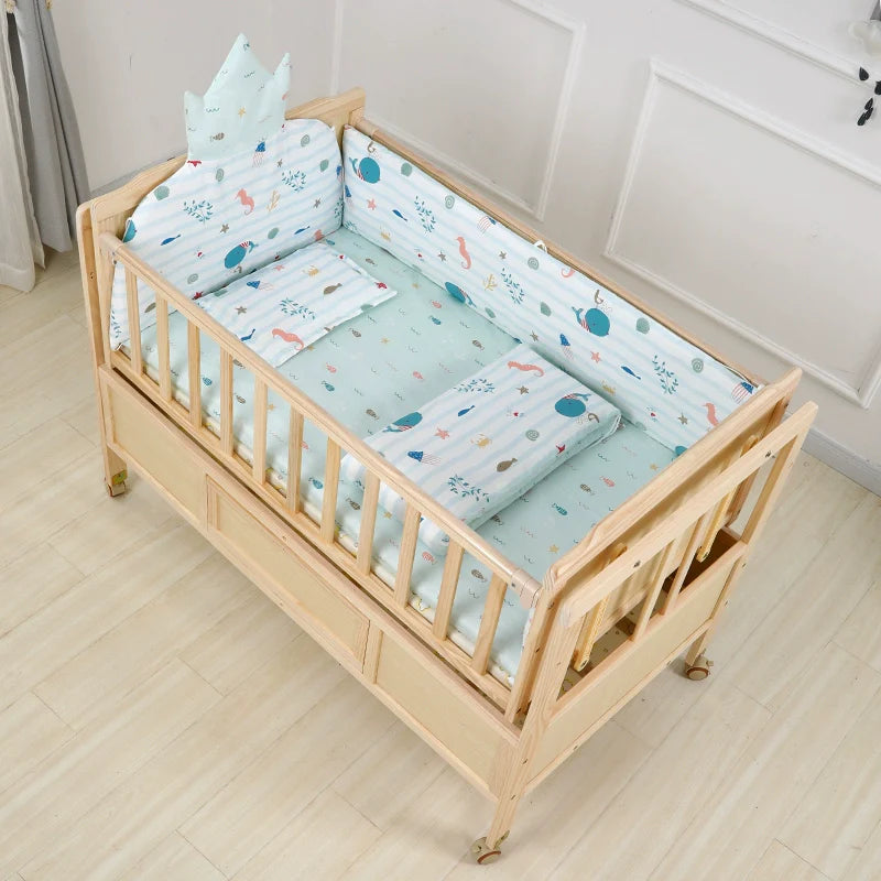 Baby Crib Electric Cradle Bed Patchwork Big Bed Side Bed Movable Solid Wood Newborn Automatic Intelligent Baby BB Bed