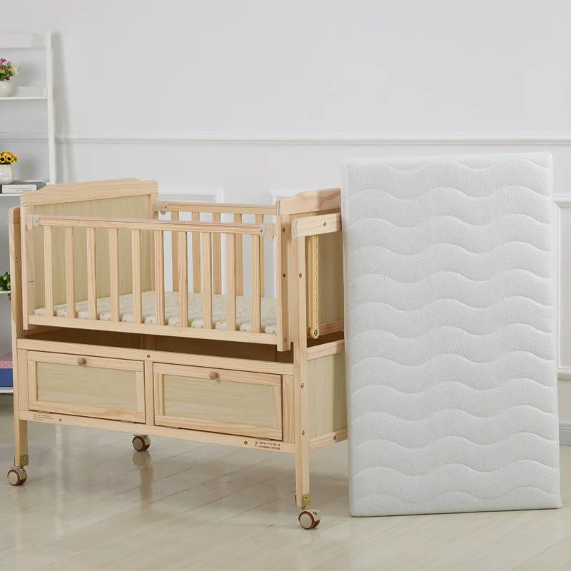 Baby Crib Electric Cradle Bed Patchwork Big Bed Side Bed Movable Solid Wood Newborn Automatic Intelligent Baby BB Bed