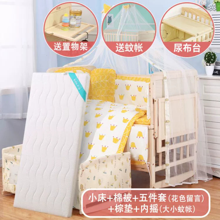 Zhitong Crib Solid Wood Paint-Free Multifunctional Bassinet Babies' Bed Newborn BB Bed Children's Bed with Mosquito Net Shaker