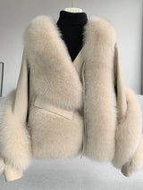 OFTBUY 2022 Real Fur Coat Winter Jacket Women Natural Fox Fur Genuine Leather Outerwear  Streetwear Locomotive Thick Warm New