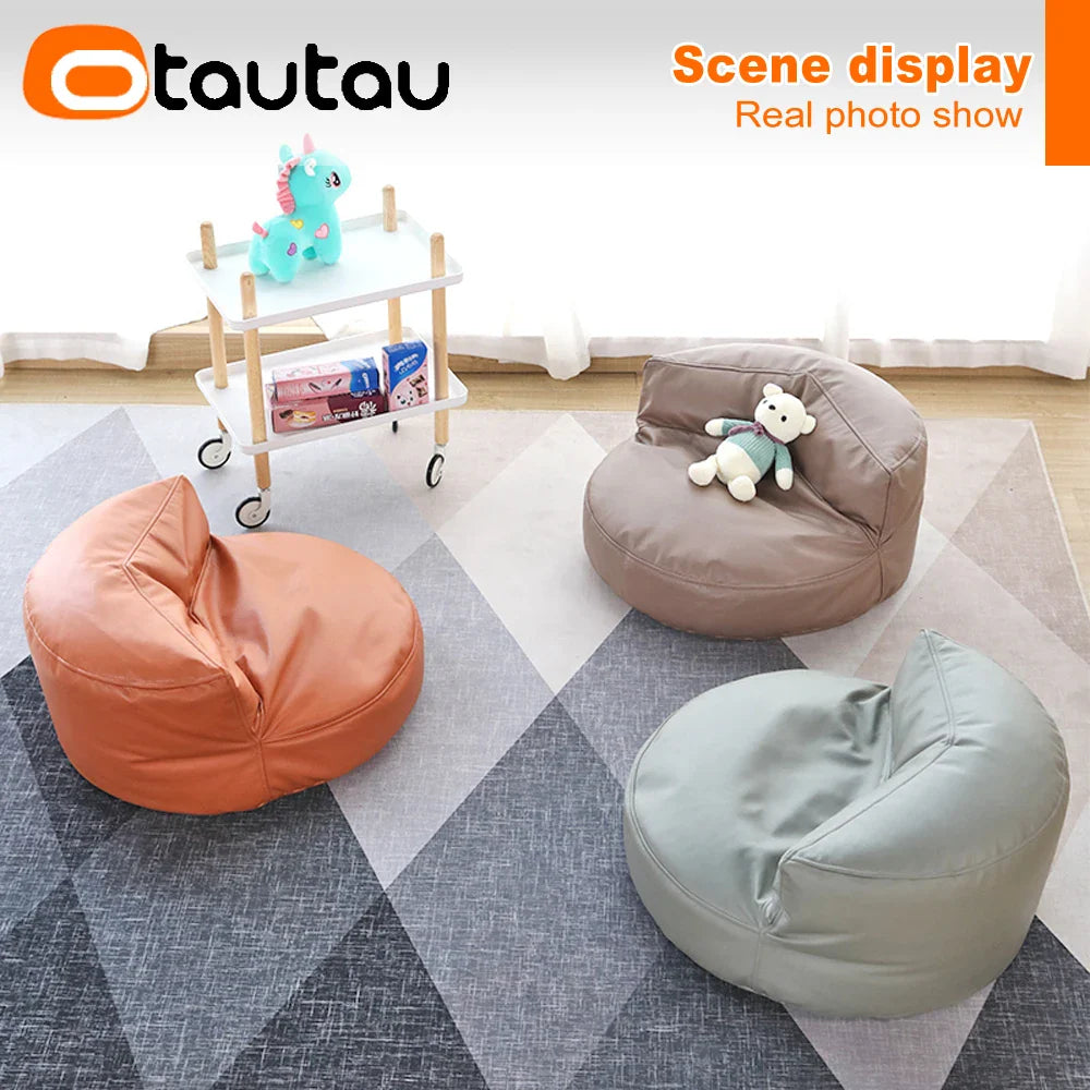 OTAUTAU 2ft Kids Sofa Faux Leather Mini Bean Bag Chair with Filling Corner Seat Beanbag Pouf Ottoman Children Furniture DD6KJB1C