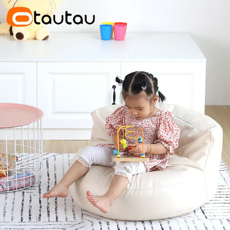 OTAUTAU 2ft Kids Sofa Faux Leather Mini Bean Bag Chair with Filling Corner Seat Beanbag Pouf Ottoman Children Furniture DD6KJB1C