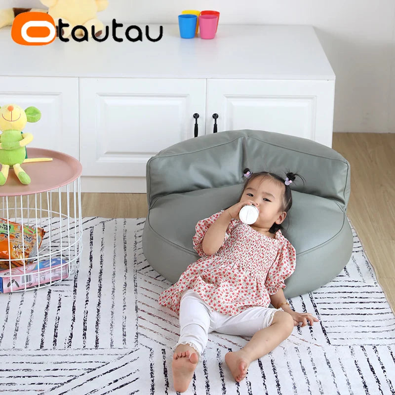 OTAUTAU 2ft Kids Sofa Faux Leather Mini Bean Bag Chair with Filling Corner Seat Beanbag Pouf Ottoman Children Furniture DD6KJB1C