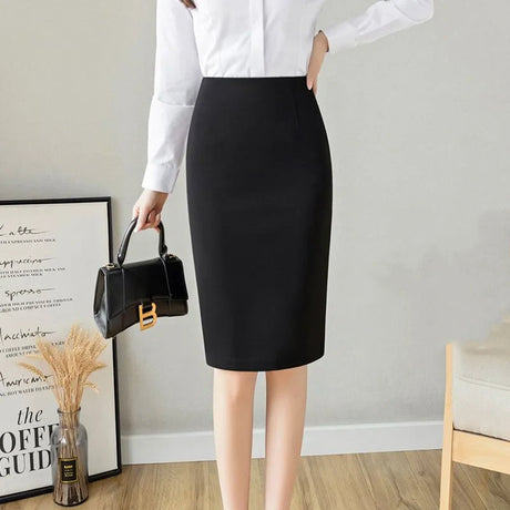 Office Lady Fashion Midi Black Split Skirts Spring Summer Temperament Koreon Streetwear Women Casual High Waist Slim Sexy Skirt