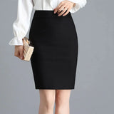 Office Lady Fashion Midi Black Split Skirts Spring Summer Temperament Koreon Streetwear Women Casual High Waist Slim Sexy Skirt