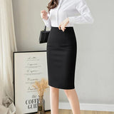 Office Lady Fashion Midi Black Split Skirts Spring Summer Temperament Koreon Streetwear Women Casual High Waist Slim Sexy Skirt