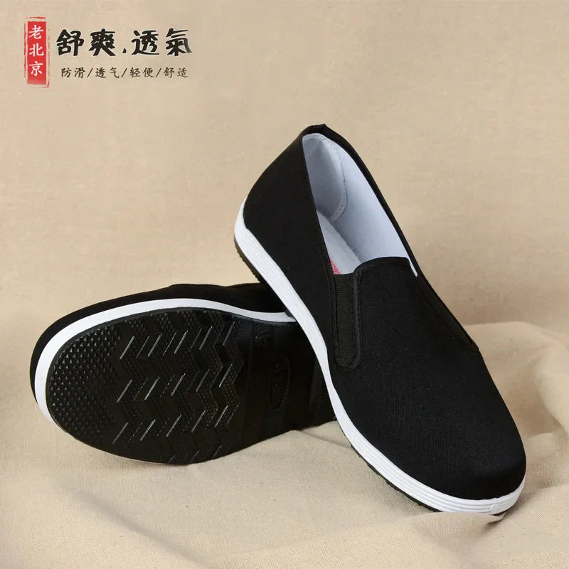 Old Beijing Cloth Shoes for Men Traditional Chinese Style Kung Fu Bruce Lee Tai Chi Retro Rubber Sole Shoes 38-45