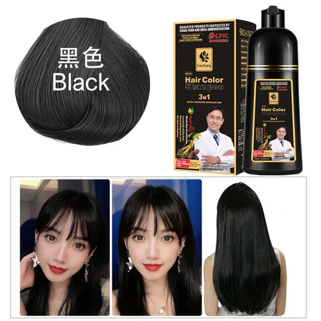 Organic Permanent Hair Shampoo to Dye canas  Women Men 500ml  Hair Dye Plant Essence Hair Colorng CreamCover Dye Shampoo