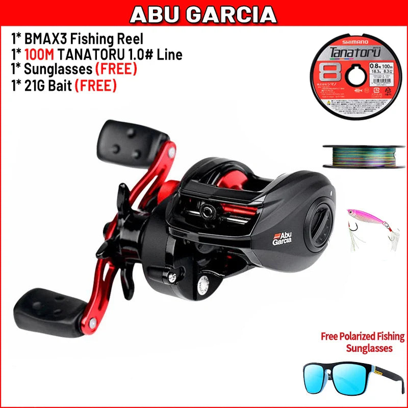 Original Abu Garcia Black Max3 Right Left Hand Baitcasting Fishing Reel 5BB 6.4:1 202g Max Drag 8kg Saltwater Fishing Tackle