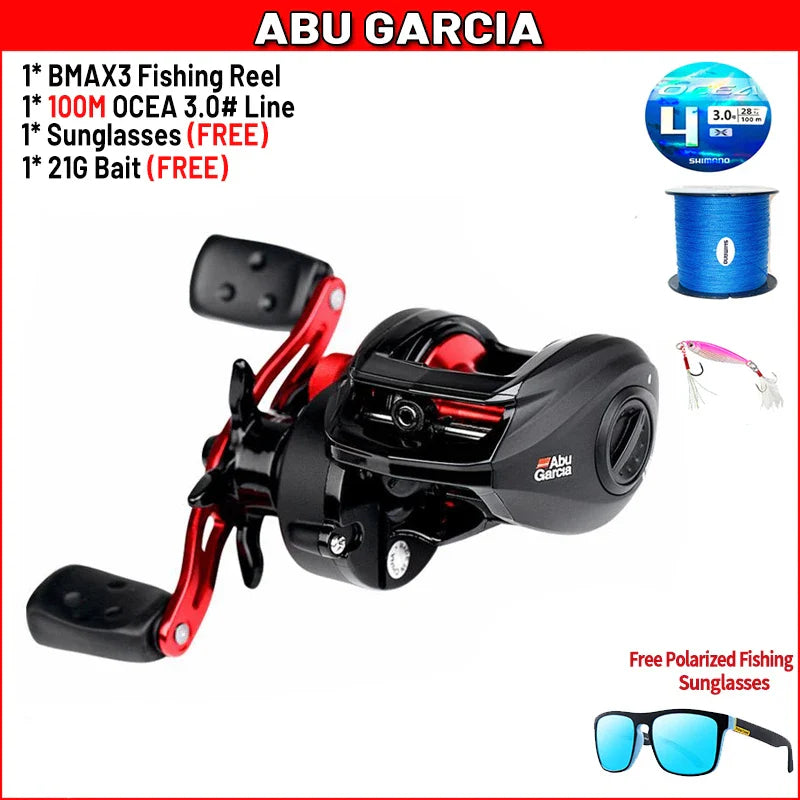 Original Abu Garcia Black Max3 Right Left Hand Baitcasting Fishing Reel 5BB 6.4:1 202g Max Drag 8kg Saltwater Fishing Tackle