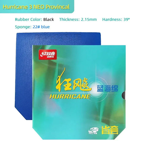 Original  DHS Hurricane 3 NEO Provincal Table Tennis Rubber Professional Tacky Ping Pong Rubber with Blue Orange Sponge