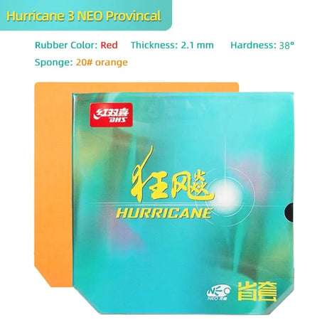 Original  DHS Hurricane 3 NEO Provincal Table Tennis Rubber Professional Tacky Ping Pong Rubber with Blue Orange Sponge