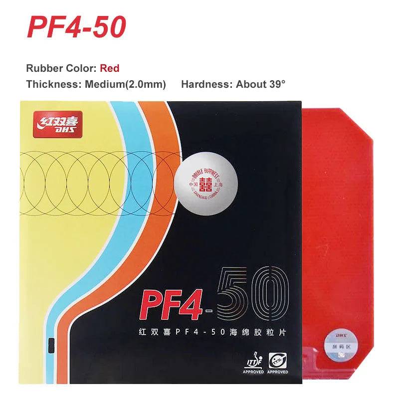 Original DHS PF4 50 Table Tennis Rubber Sticky Pimples-in PF4 Ping Pong Rubber for Loop Driving with Attack