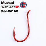 Original Mustad Fishhooks 92554 Olecranon Peche Barbed Fishhook Lure Freshwater Sea Pesca Wedkarstwo Single Hooks Fishing Tackle