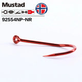 Original Mustad Fishhooks 92554 Olecranon Peche Barbed Fishhook Lure Freshwater Sea Pesca Wedkarstwo Single Hooks Fishing Tackle