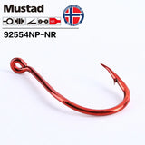 Original Mustad Fishhooks 92554 Olecranon Peche Barbed Fishhook Lure Freshwater Sea Pesca Wedkarstwo Single Hooks Fishing Tackle