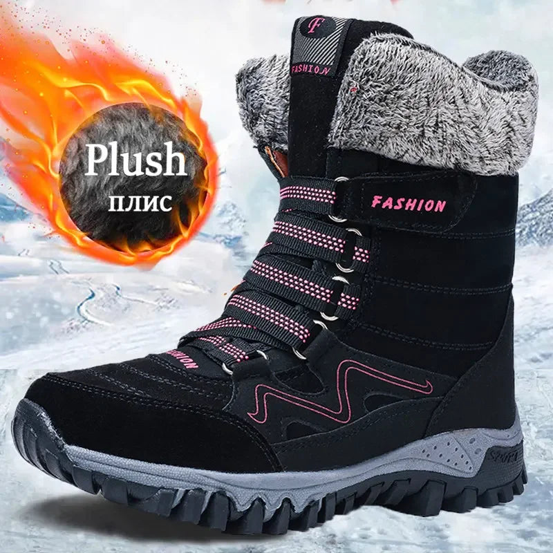 Original Women Boots Hight Quality Waterproof Snow Boots Warm Plush Winter Shoes Women 2023 New Mid-calf Non-slip Winter Boot