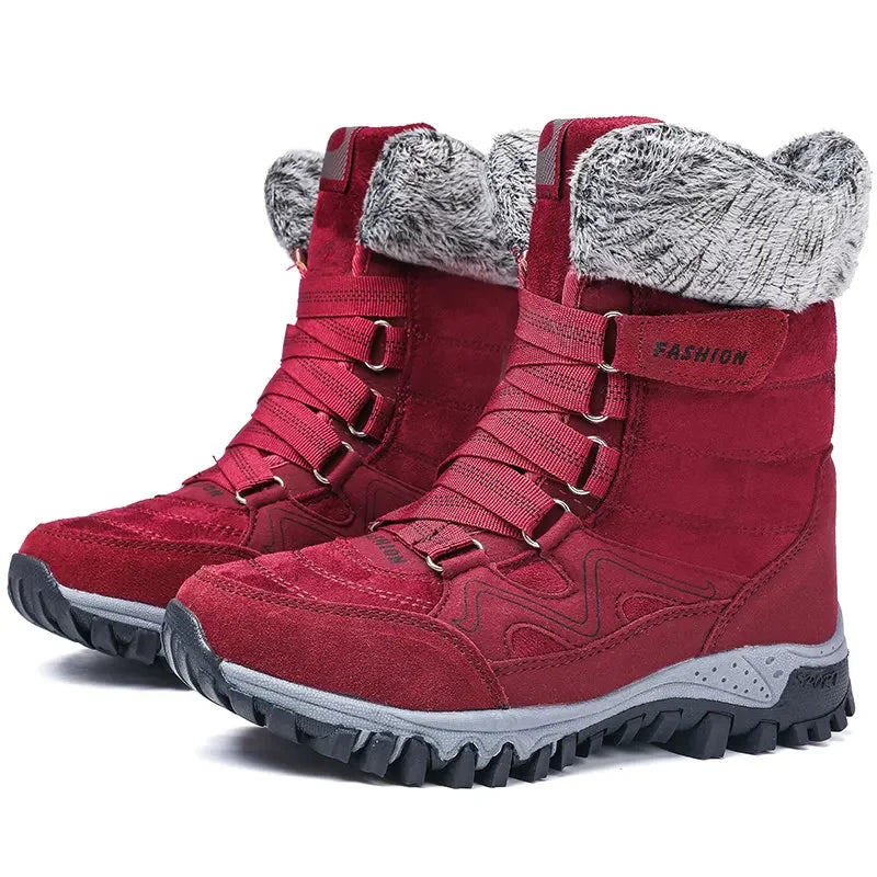 Original Women Boots Hight Quality Waterproof Snow Boots Warm Plush Winter Shoes Women 2023 New Mid-calf Non-slip Winter Boot