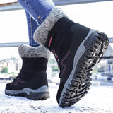 Original Women Boots Hight Quality Waterproof Snow Boots Warm Plush Winter Shoes Women 2023 New Mid-calf Non-slip Winter Boot