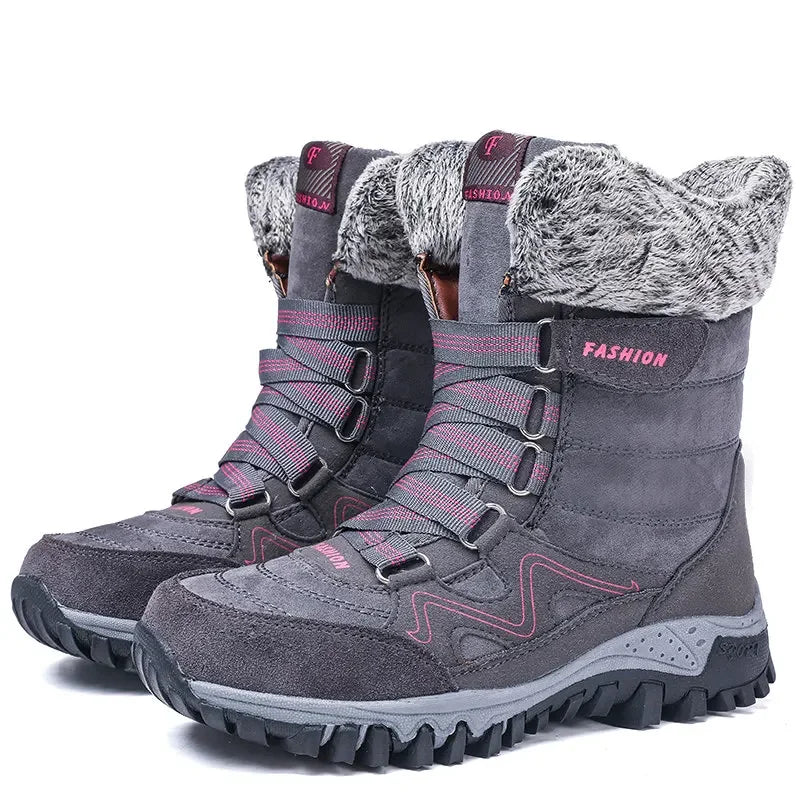 Original Women Boots Hight Quality Waterproof Snow Boots Warm Plush Winter Shoes Women 2023 New Mid-calf Non-slip Winter Boot