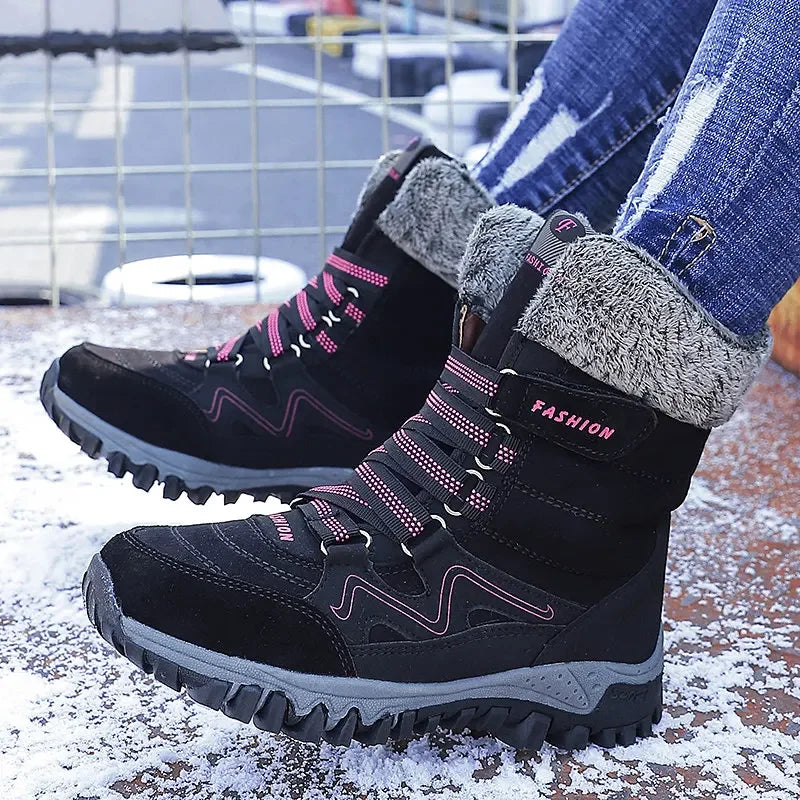 Original Women Boots Hight Quality Waterproof Snow Boots Warm Plush Winter Shoes Women 2023 New Mid-calf Non-slip Winter Boot