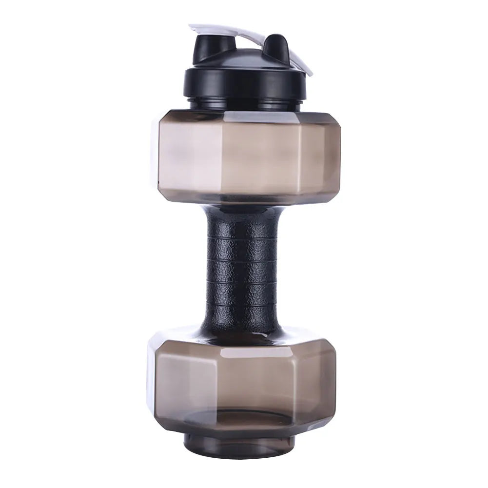 Outdoor Fitness Cycling Camping Water Bottle Non-slip Gym Sport PET Dumbbell Shape Kettle with Handle Sports Bottle