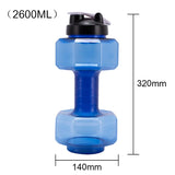 Outdoor Fitness Cycling Camping Water Bottle Non-slip Gym Sport PET Dumbbell Shape Kettle with Handle Sports Bottle