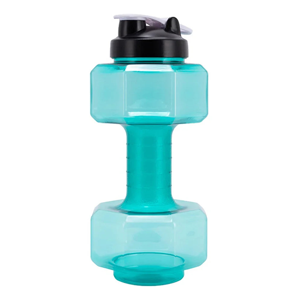 Outdoor Fitness Cycling Camping Water Bottle Non-slip Gym Sport PET Dumbbell Shape Kettle with Handle Sports Bottle