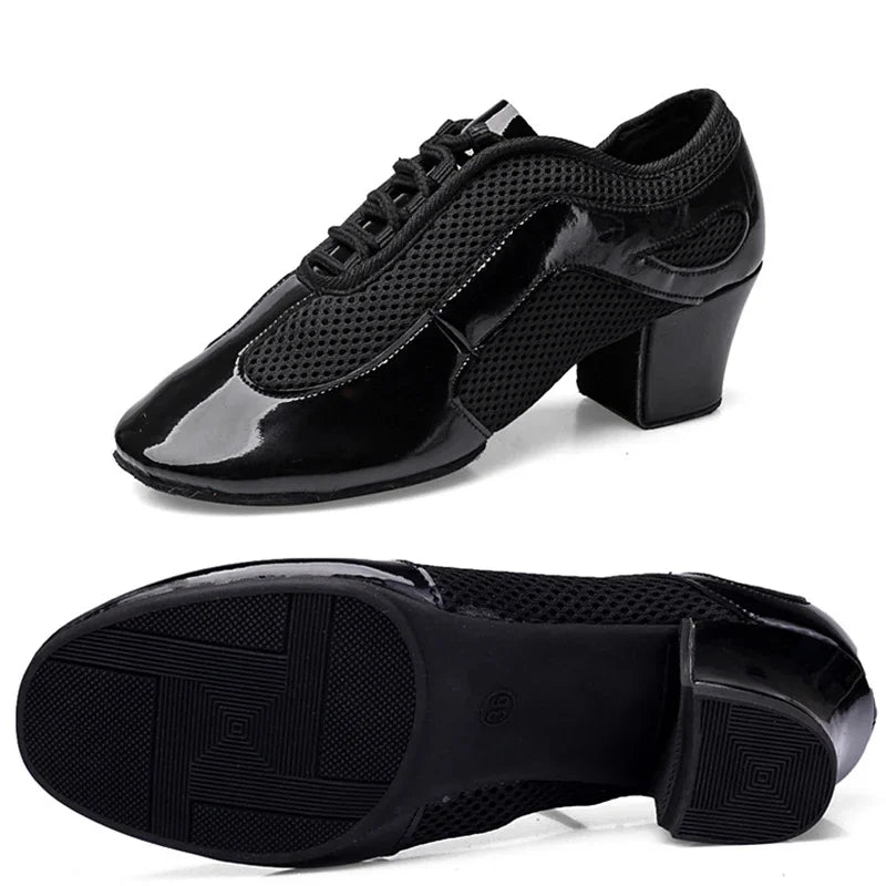 Outdoor Indoor Wear Leather Latin Dance Shoes for Women Men 3.5cm 5cm Heel Tan Black Ballroom Dance Shoe Street Dance Shoes