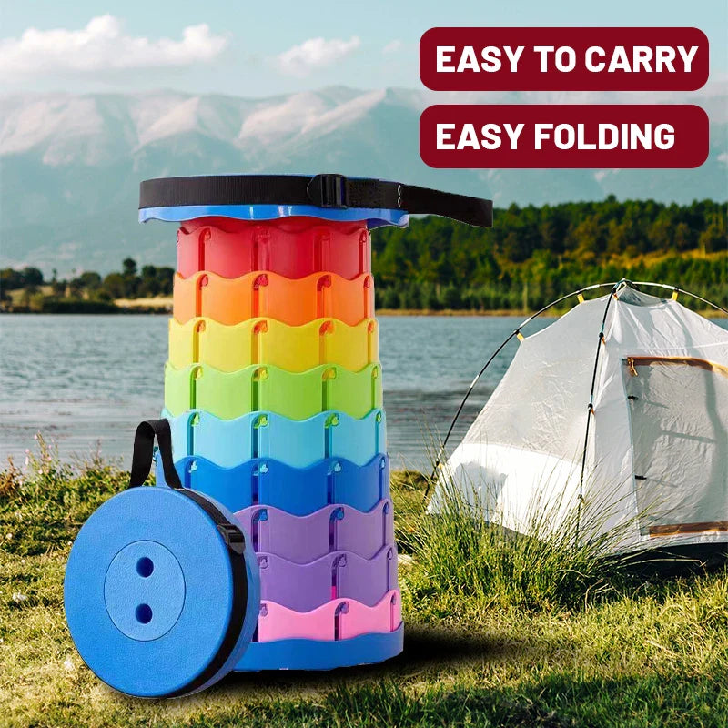 Outdoor Portable Plastic Folding Retractable Beach for Camping Travel Fishing Hiking Chair Lightweight Extendable