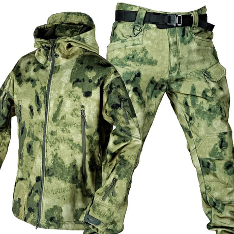 Outdoor Shark Skin Warmth Set Camo Plush Thickened Coat Autumn/Winter Racing Top Does Not Include Cuff Logo Pattern