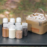 Outdoor Spice Shaker Seasoning Dispenser Spice Containers Camping Seasoning Bottle Camping Spice Kit Set with Travel Storage Bag