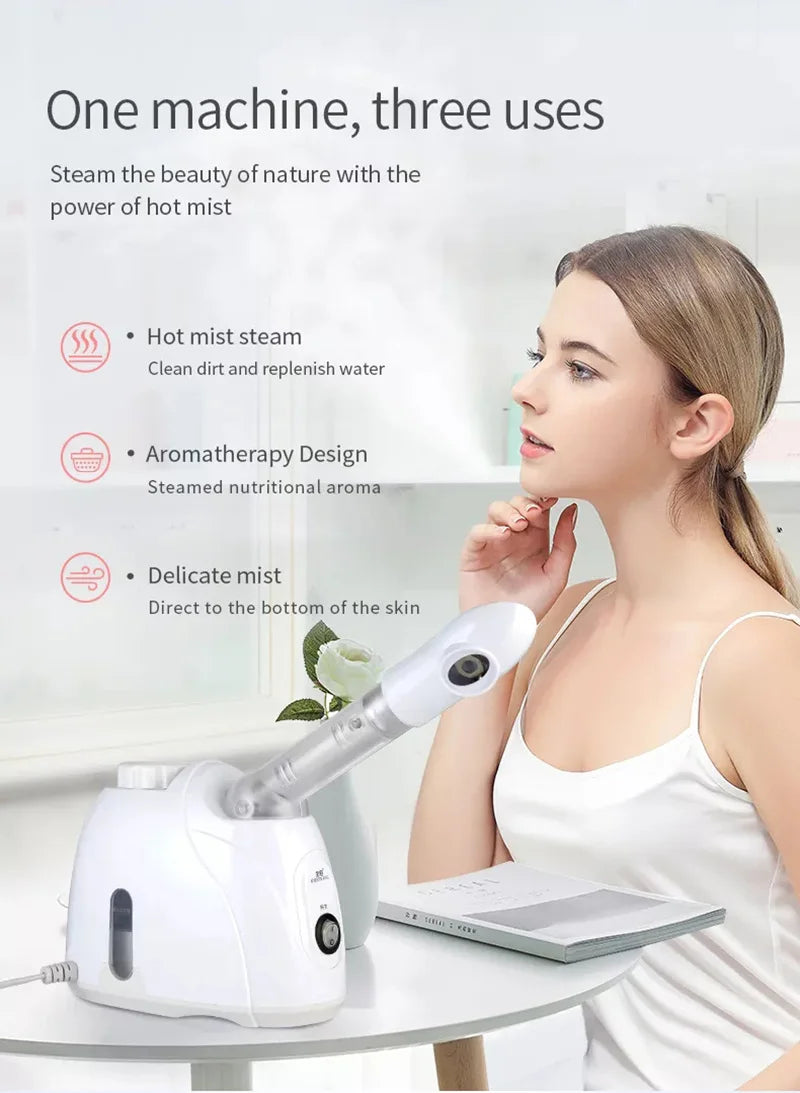 Ozone Facial Steamer Warm Mist Humidifier for Face Deep Cleaning Vaporizer Sprayer Salon Home Spa Skin Care Whitening