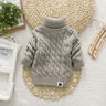 PHILOLOGY Plush inside pure color winter boy girl kid thick Knitted turtleneck shirts solid high collar pullover fluff sweater